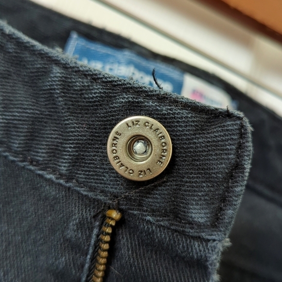 Liz Claiborne 90's Vintage High Waisted Relaxed Fit Straight Leg Jeans Black 12 - Picture 9 of 14